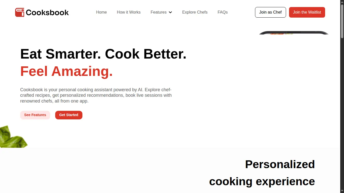 Cooksbook website preview image